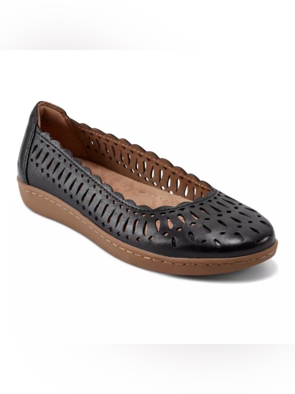 Earth Luna Ballet Flats Women's 11M Black Leather Round Toe Casual Slip On Comfy